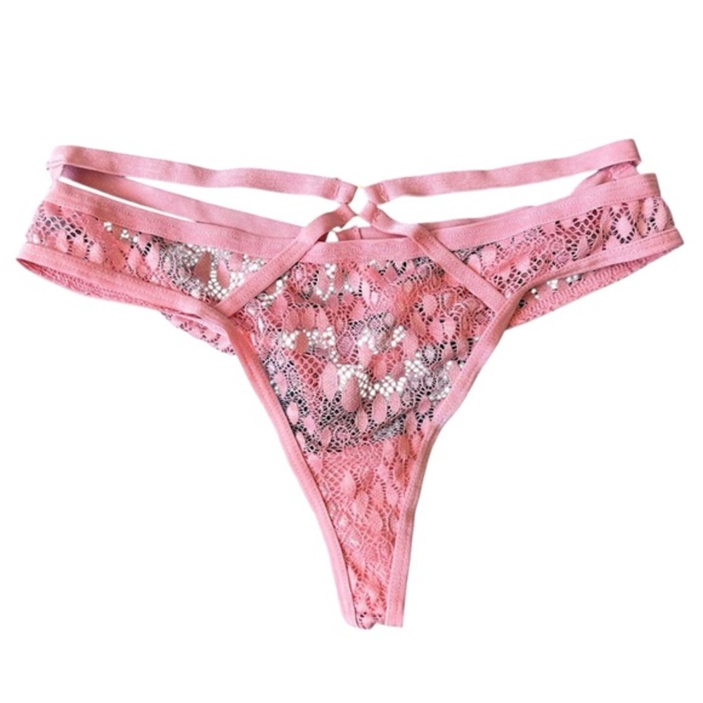 Victoria’s Secret • Very Sexy Strappy Lace Thong • Pink • Size S